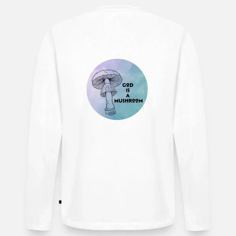 Gott ist ein Pilz - Männer Premium Bio Langarmshirt - Weiß