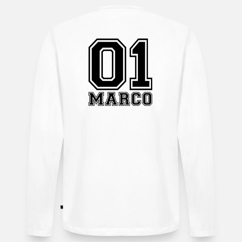 Marco - Name - Männer Premium Bio Langarmshirt - Weiß