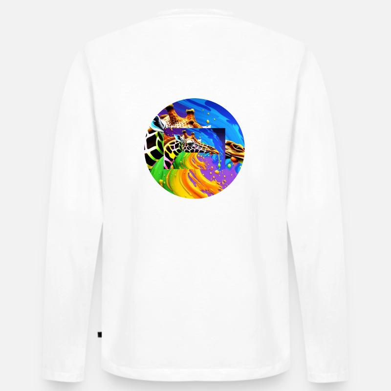 Farbenfrohe Giraffe - Männer Premium Bio Langarmshirt - Weiß