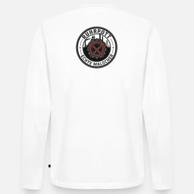 Ruhrpott Echte Malocher Patch - Männer Premium Bio Langarmshirt - Weiß