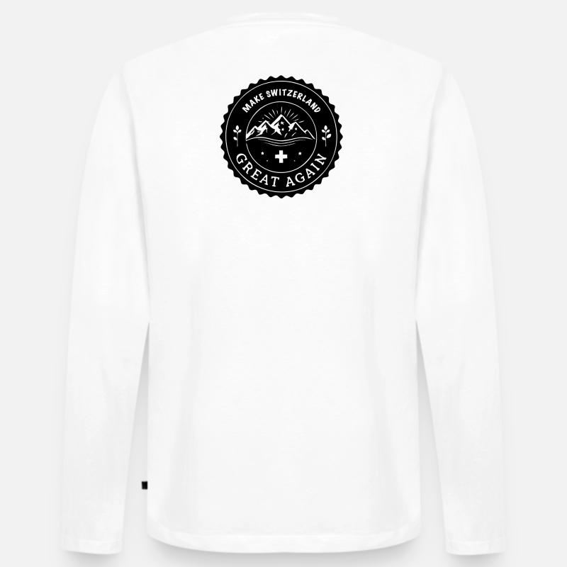 MAKE SWITZERLAND GREAT AGAIN Emblem - Männer Premium Bio Langarmshirt - Weiß