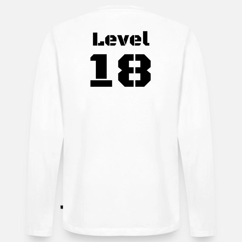 Level 18 - Männer Premium Bio Langarmshirt - Weiß