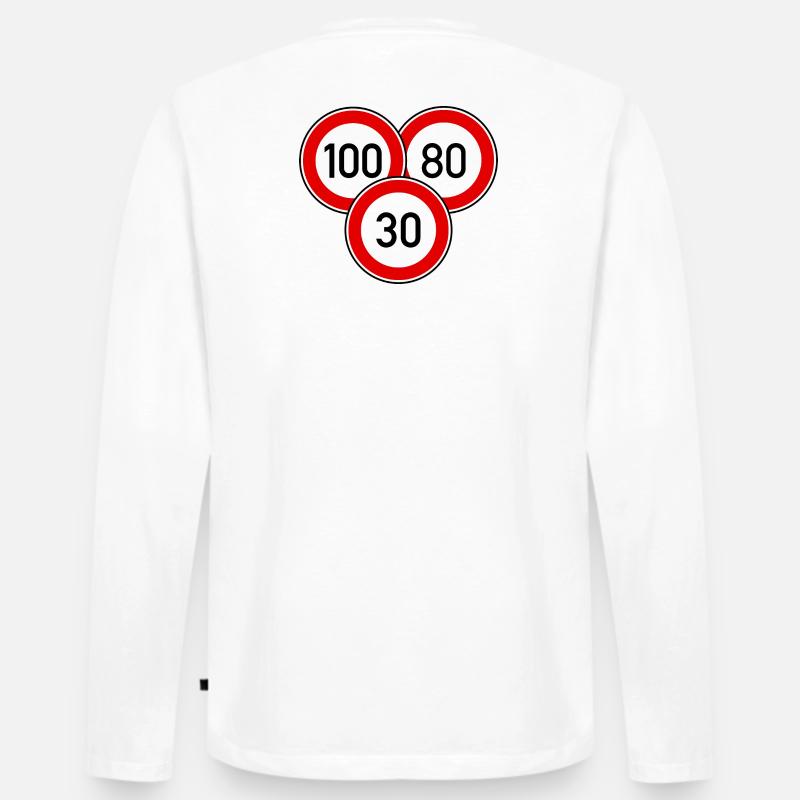 Tempolimit 100 - 80 - 30 - Männer Premium Bio Langarmshirt - Weiß