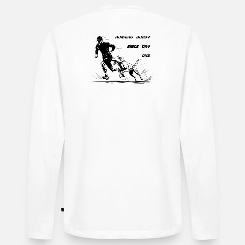 Joggen mit Hund Running Buddy - Männer Premium Bio Langarmshirt - Weiß