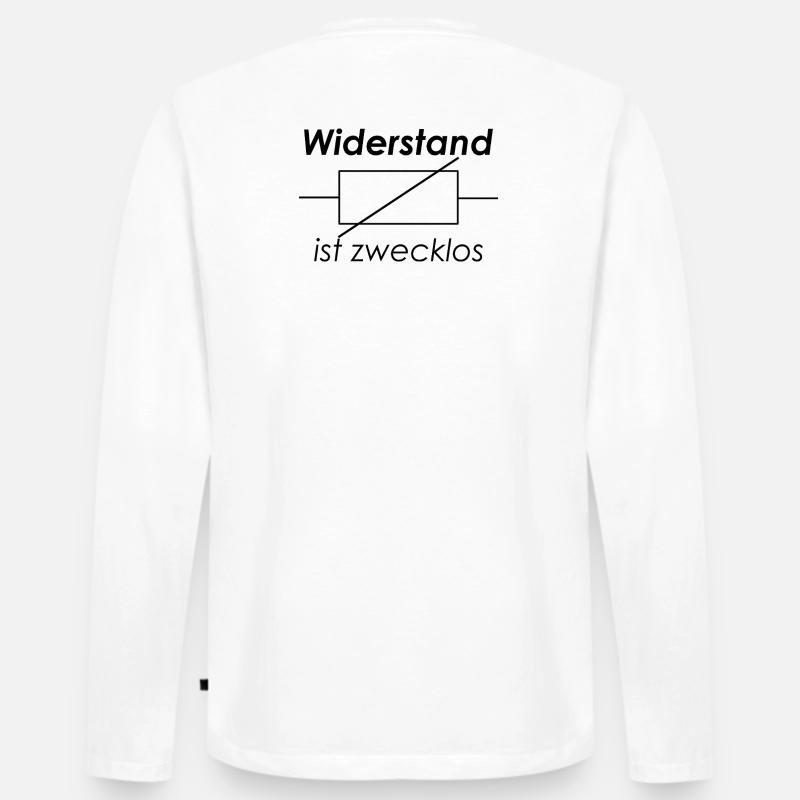 Unispruch "Widerstand ist zwecklos" Studenten - Männer Premium Bio Langarmshirt - Weiß