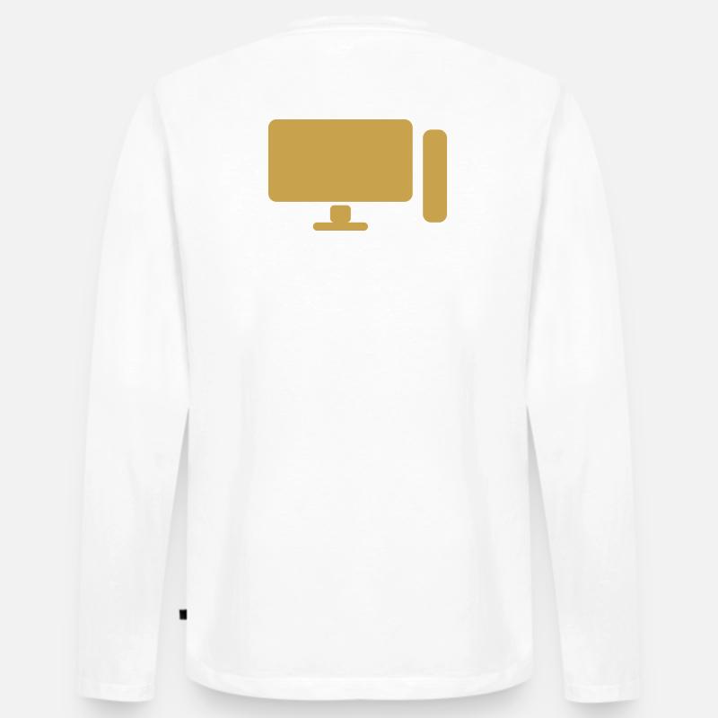 Minimal PC Setup Icon – Gamer Design - Männer Premium Bio Langarmshirt - Weiß
