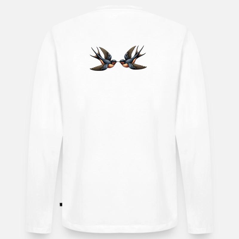 Schwalben – Rockabilly - Männer Premium Bio Langarmshirt - Weiß