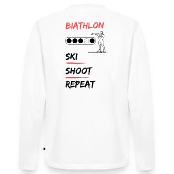 Biathlon - Ski Shoot Repeat - T-shirt manches longues Premium bio Homme - blanc - Dos - Nico (187cm)