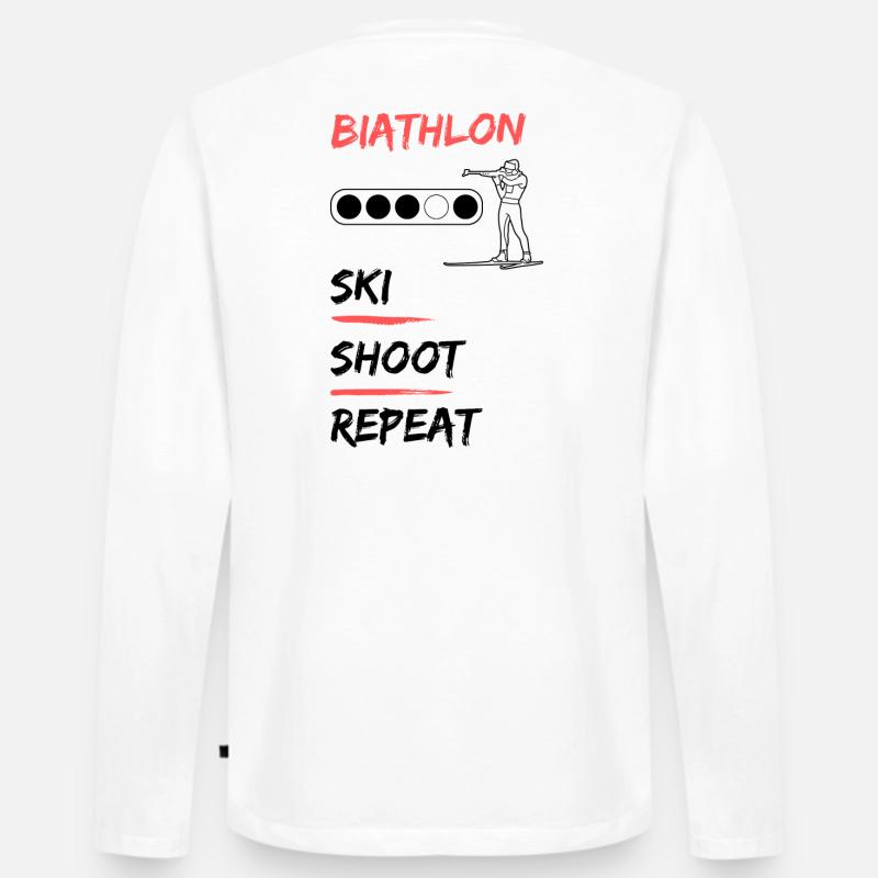 Biathlon - Ski Shoot Repeat - Männer Premium Bio Langarmshirt - Weiß