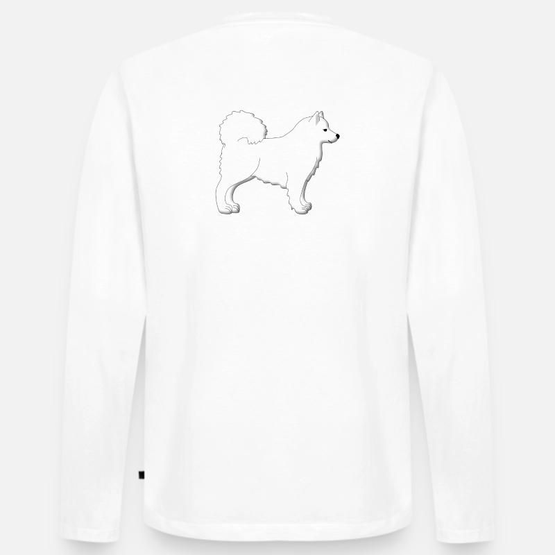 Samojede Pixelgrafik - Männer Premium Bio Langarmshirt - Weiß