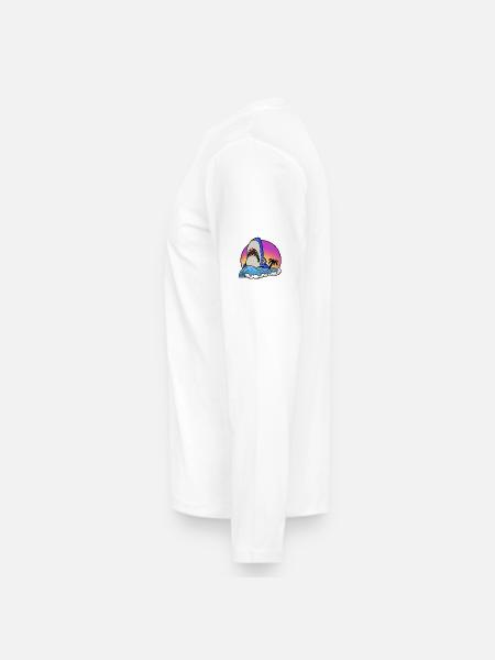 Shark surfer at sunset wave - Men's Premium Organic Long Sleeve Shirt - white