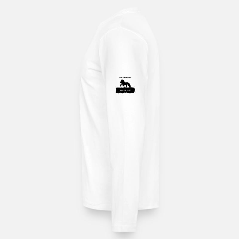 Spruch 4 mit Pferd 1 schwarz - Männer Premium Bio Langarmshirt - Weiß