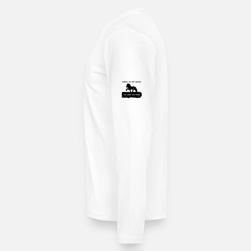 Spruch 6 mit Pferd 1 schwarz - Männer Premium Bio Langarmshirt - Weiß