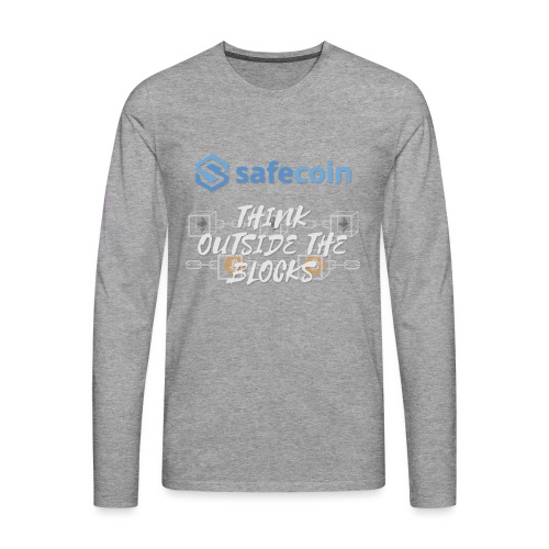 SafeCoin; Think Outside the Blocks (blue + white) - Men's Premium Longsleeve Shirt