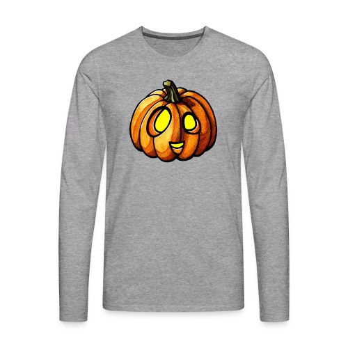 Pumpkin Halloween watercolor scribblesirii - Miesten premium pitkähihainen t-paita
