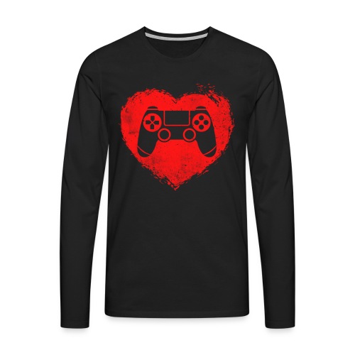 Gamer Gaming Herz Valentinstag Geschenk - Männer Premium Langarmshirt