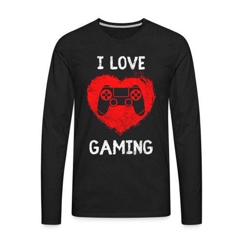 Ich Liebe Gaming Gamer Geschenk Herz - Männer Premium Langarmshirt
