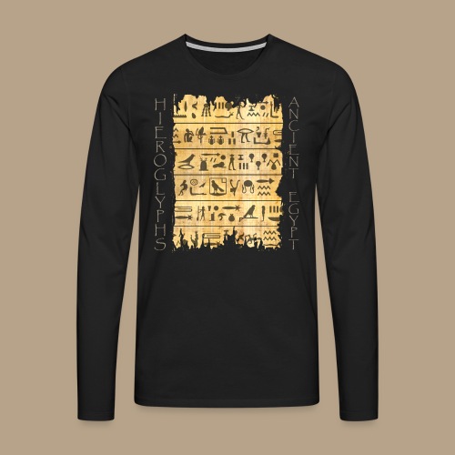 Ausgerissener Papyri mit Hieroglyphen - Männer Premium Langarmshirt