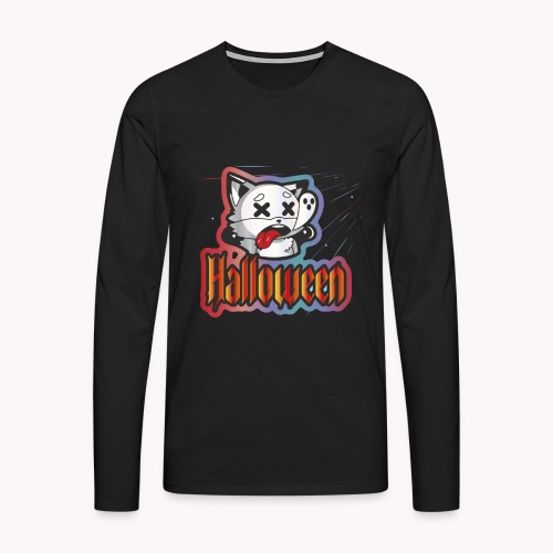 Halloween T-shirt Funny ghost cat - Men's Premium Longsleeve Shirt