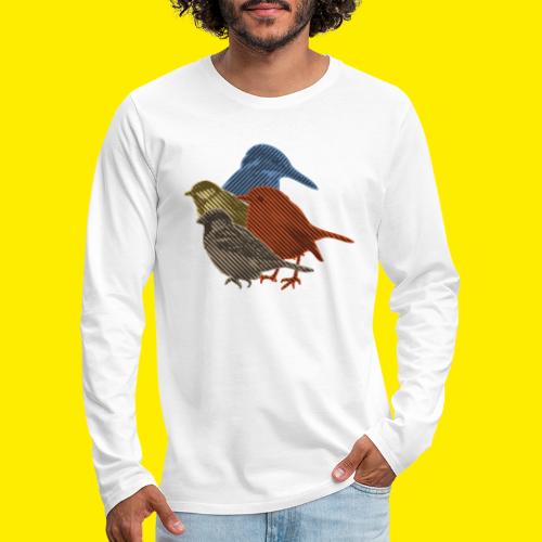 Vogelverzameling in line-art - Mannen Premium shirt met lange mouwen