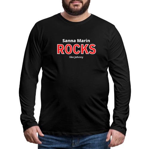 Sanna Marin Rocks like Johnny - Miesten premium pitkähihainen t-paita