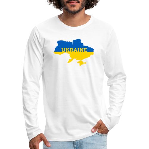 Ukraine Karte Blau Gelb Support & Solidarität - Männer Premium Langarmshirt