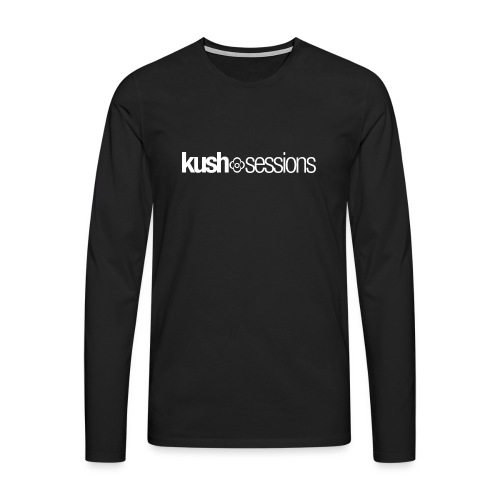 KushSessions (white logo) - Mannen Premium shirt met lange mouwen