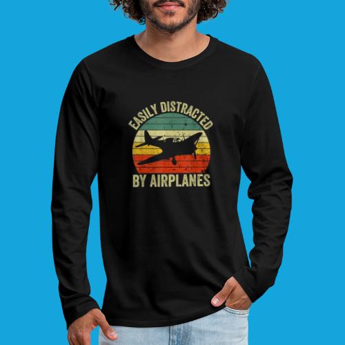 Easily Distracted by Airplanes - Männer Premium Langarmshirt