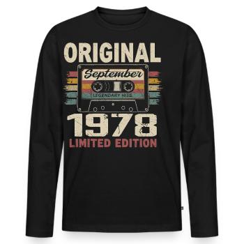 Septembre 1978 Anniversaire, Né en Septembre 1978 - T-shirt manches longues Premium bio Homme - noir - Devant - Nico (187cm)