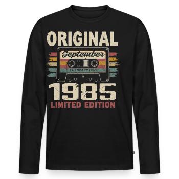 September 1985 Birthday, born in September 1985 - Men's Premium Organic Long Sleeve Shirt - black - Front - Nico (187cm)