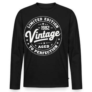 Légende depuis 1982 Génial depuis 1982 Retro 1982 - T-shirt manches longues Premium bio Homme - noir - Devant - Nico (187cm)