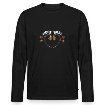 Plus de basses s’il vous plaît, grosse clé de fa - T-shirt manches longues Premium bio Homme - noir - Devant - Nico (187cm)