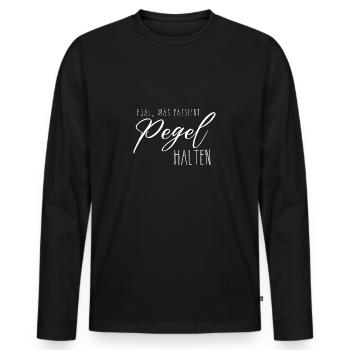 Egal, was passiert Pegel halten weiß - Männer Premium Bio Langarmshirt - Schwarz - Vorne - Nico (187cm)