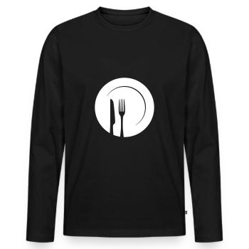 Plate with a knife and fork - Men's Premium Organic Long Sleeve Shirt - black - Front - Nico (187cm)