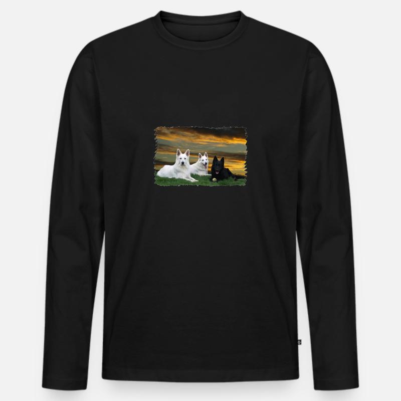 Black & White - Männer Premium Bio Langarmshirt - Schwarz