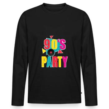 90s Party - Männer Premium Bio Langarmshirt - Schwarz - Vorne - Nico (187cm)