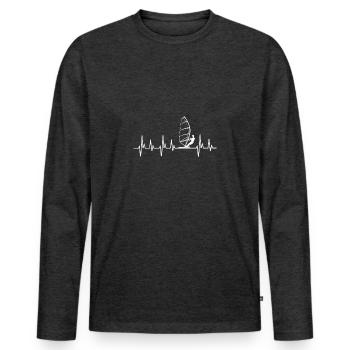 Kite surf, Wind Surfing wind surf surfen shirt - T-shirt manches longues Premium bio Homme - anthracite chiné - Devant - Nico (187cm)