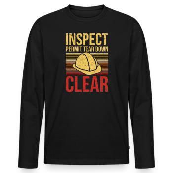 Inspecter le permis démolir l’épave de construction transparente - T-shirt manches longues Premium bio Homme - noir - Devant - Nico (187cm)