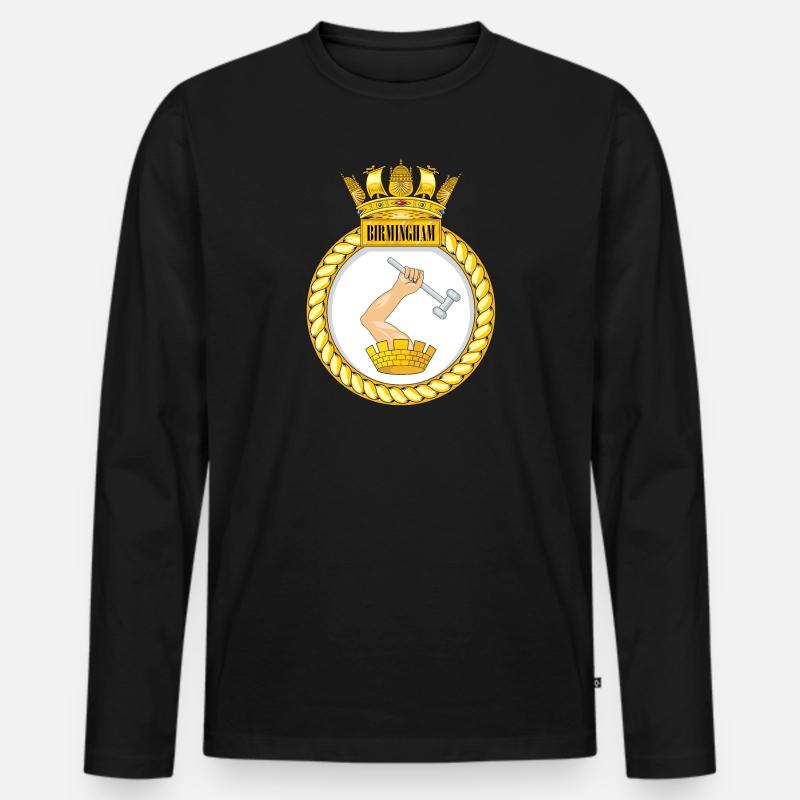 HMS Birmingham - Männer Premium Bio Langarmshirt - Schwarz