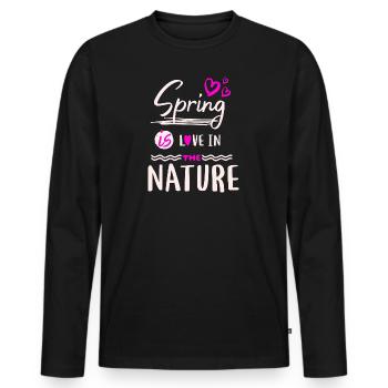 Spring is love in the nature - Men's Premium Organic Long Sleeve Shirt - black - Front - Nico (187cm)