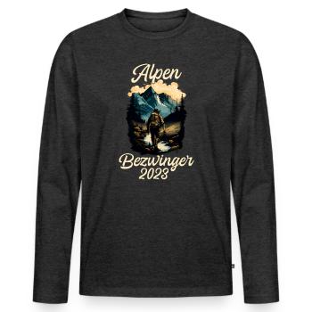 Alpenbezwinger 2023 Alpenüberquerung Finisher - Männer Premium Bio Langarmshirt - Anthrazit meliert - Vorne - Nico (187cm)
