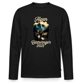 Alpenbezwinger 2023 Alpenüberquerung Finisher - Männer Premium Bio Langarmshirt - Schwarz - Vorne - Nico (187cm)