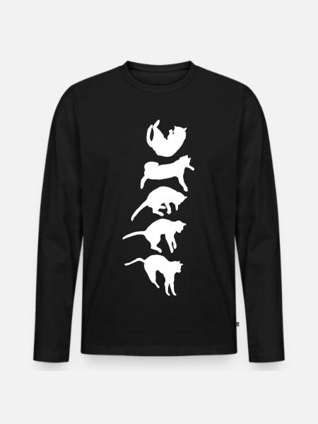 Straightening reflex of the falling cat - Men's Premium Organic Long Sleeve Shirt - black