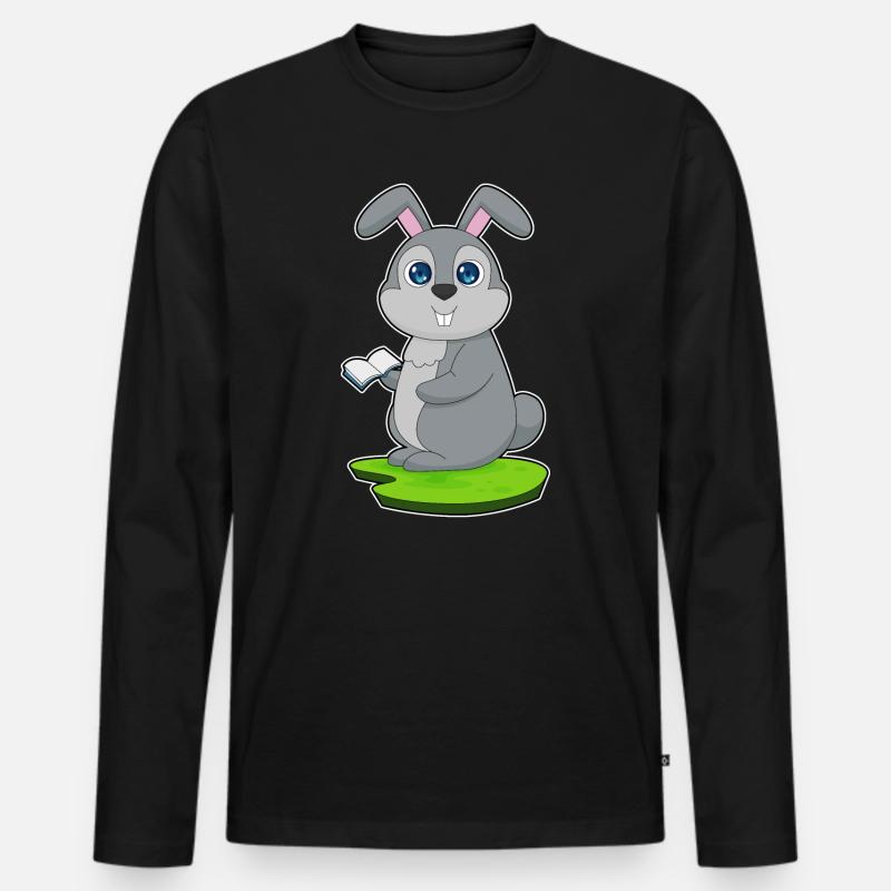 Hase Buch - Männer Premium Bio Langarmshirt - Schwarz