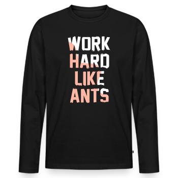 Work Hard Like Ants - Männer Premium Bio Langarmshirt - Schwarz - Vorne - Nico (187cm)