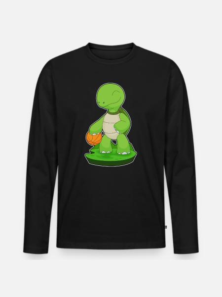 Turtle Basketball Player Basketball - Men's Premium Organic Long Sleeve Shirt - black