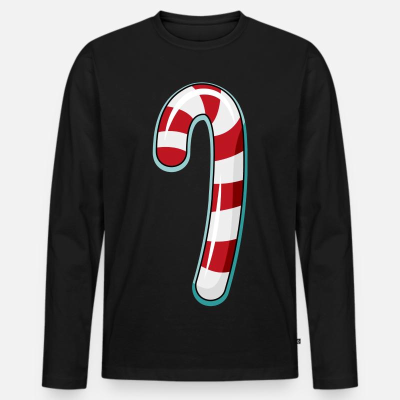 Zuckerstange gestreiftes Design - Männer Premium Bio Langarmshirt - Schwarz