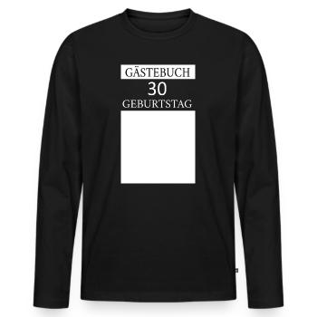 Livre d’or 30e anniversaire T-shirt Signature - T-shirt manches longues Premium bio Homme - noir - Devant - Nico (187cm)