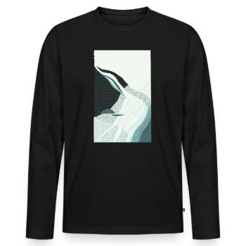 Fließende Strukturen - Männer Premium Bio Langarmshirt - Schwarz - Vorne - Nico (187cm)
