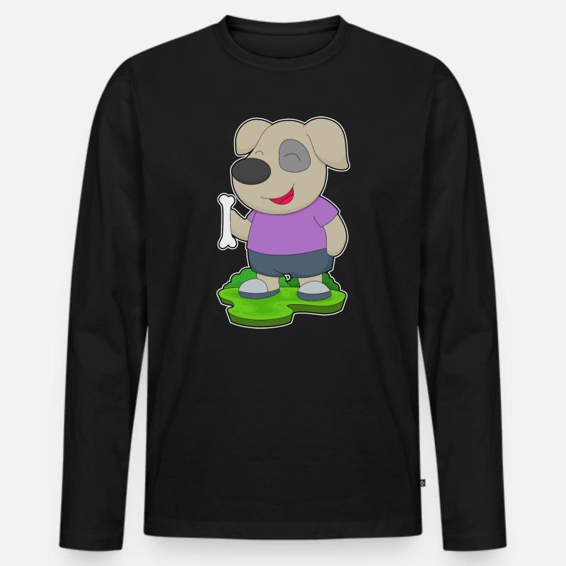 Hund Knochen - Männer Premium Bio Langarmshirt - Schwarz